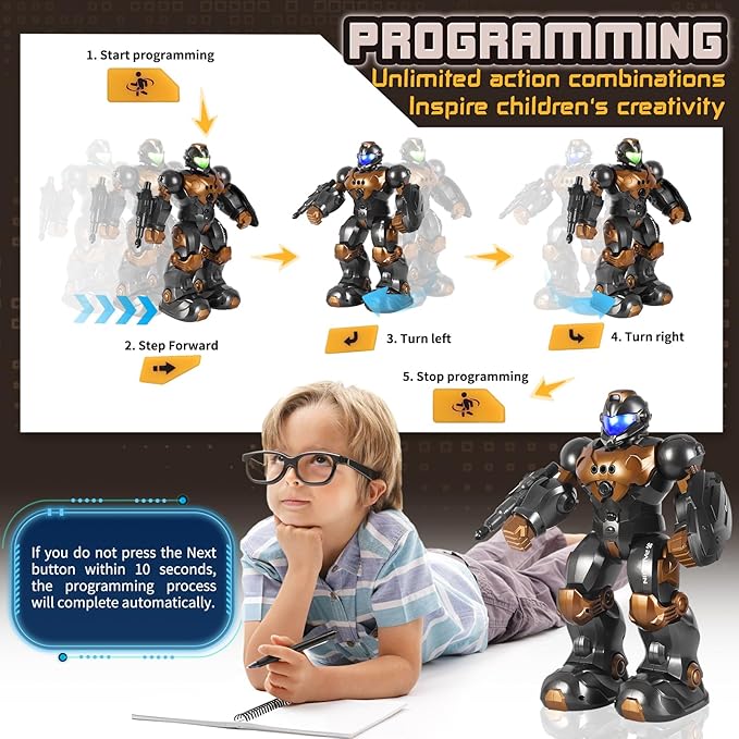 Remote Voice Control Robot Toys for Kids, Intelligent Programmable Robot Gifts, Popular Science Story Toys, Gesture Sensing