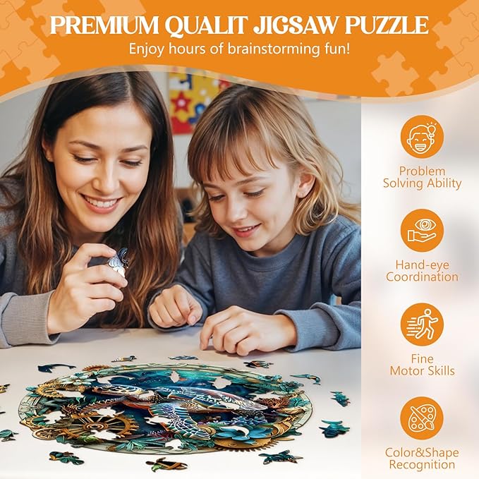 Wooden Puzzles for Adults, Wooden Jigsaw Puzzles for Adults Kids, Turtle Puzzle-Embossed Turtle Unique Shaped Wood Puzzles Adult, Creative Birthday Gifts for Friends Family Game (13.4 * 13.3in 290pcs)