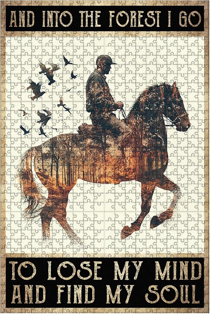 500 Piece Wooden Jigsaw Puzzle and Into The Forest I Lose My Mind and Find My Soul Adults Kids Challenging Family Game Educational Stress Relief Learning Toy Home Decor 20.4x15 Inch