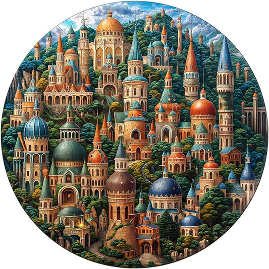 Wooden Puzzles for Adults, Wooden Jigsaw Puzzles for Adults-Seek and Find Cats, Castle Unique Shaped Wood Puzzles Adult, Birthday Gifts for Friends Family Game, Home Decor (11.4 * 11.4in 200pcs)