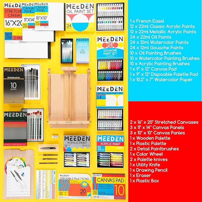 MEEDEN 149PCS Art Supplies with French Easel, All-in-one Painting Set for Artists Beginners