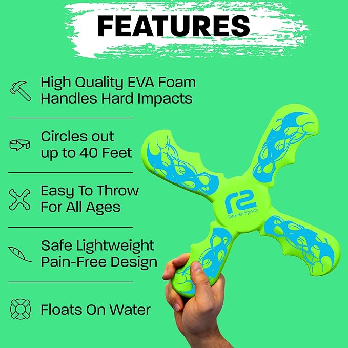 Boomerangs for Kids: Best Soft Flying Toy - Gifts for Boys & Girls All Ages - Fun Boy Stocking Stuffers - Boys Toys Age 8-10 Year Old & 10-12 & Up - Outdoor Flying Disc & Beach Toys for Kids Presents