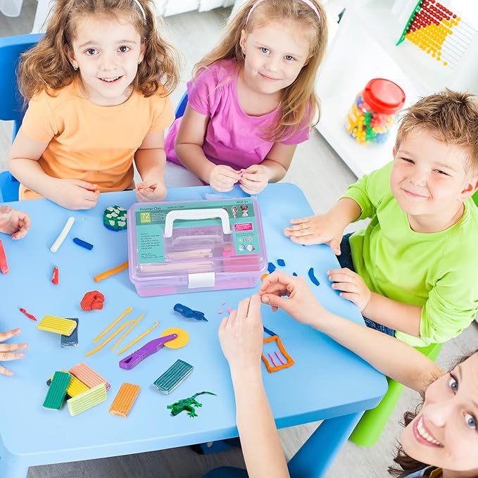 Aestd-ST Polymer Clay 72 Colors, Modeling Clay for Kids, Non-Sticky Easy to Shape Oven Bake with Sculpting Tools, Holiday Gift for Kids and Artists.