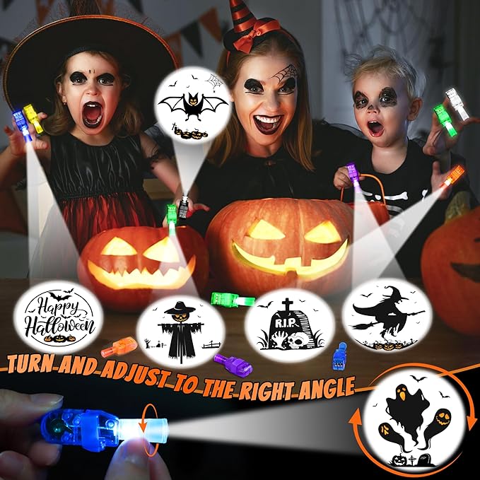 40 PCS Halloween Party Favors for Kids, Bulk Light Up Finger Lights Toys, Halloween Goodie Bag Basket Stuffers Treats Non Candy, Glow in the Dark Trick or Treat Toys, Classroom Prizes Gifts Supplies