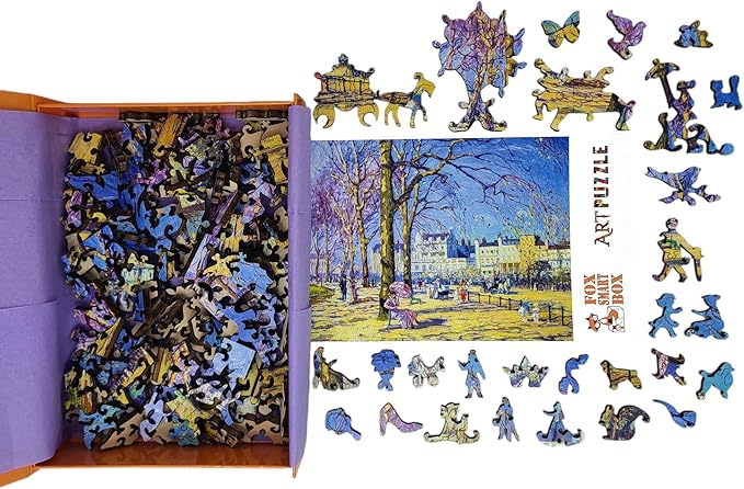 Wooden Puzzle for Adults - Uniquely Shaped Pieces - Made in The USA by FoxSmartBox - 172 Pieces - Hyde Park