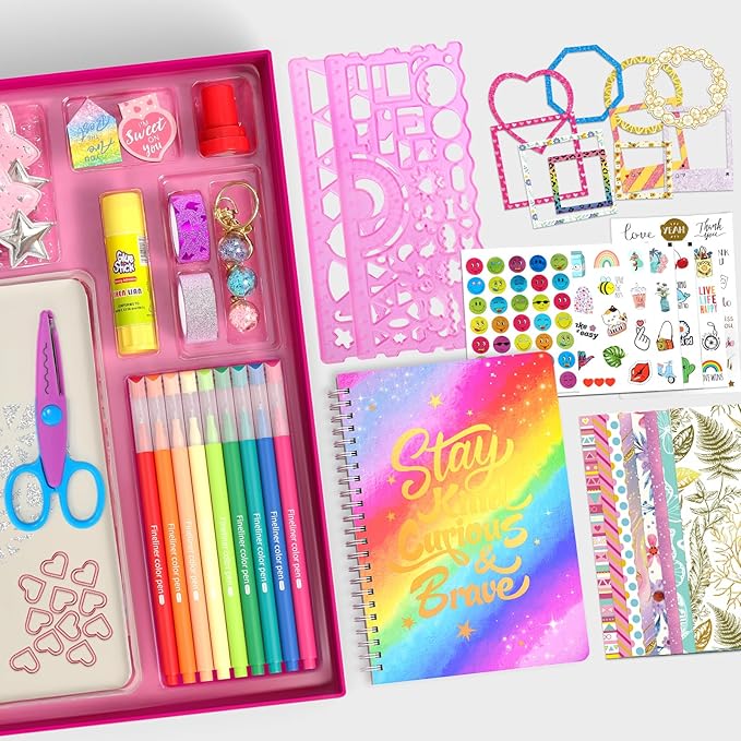 2-Pack DIY Journal Kit for Girls, Journal Set with Stickers, Birthday Gifts for Teen Girls, Decorate Your Planner/Organizer, Journaling Arts Craft Kit, Ideal Gifts for 8-12 13 14 Year Old Girl