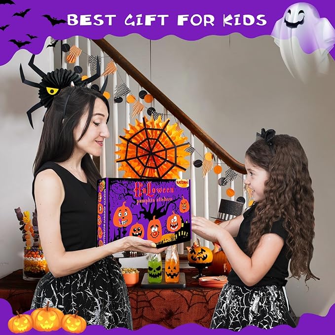 Natonhi 430Pcs Halloween Crafts Kit, Halloween Activitie Foam Pumpkin with Pumpkin Face Stickers for Kids DIY Art and Craft Set Holiday Decoration Party Favors Supplies