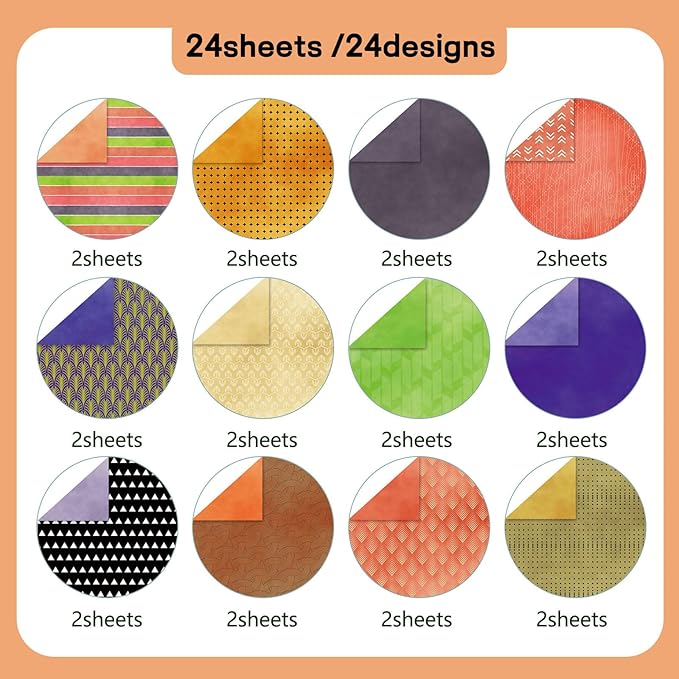 12"X12" Boho Scrapbook Paper, Double sided printing 13.76 oz/390 g, 24 Sheets DIY Origami Decorative Craft for Card Making Background Origami Decopage Decorative Scrapbooking Supplies (Boho4)