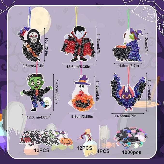 Fennoral 12 Pack Halloween Craft Kit for Kids Make You Own Poke in Arts and Crafts DIY for Kids Boys Girls Party Supplies Halloween Decoration