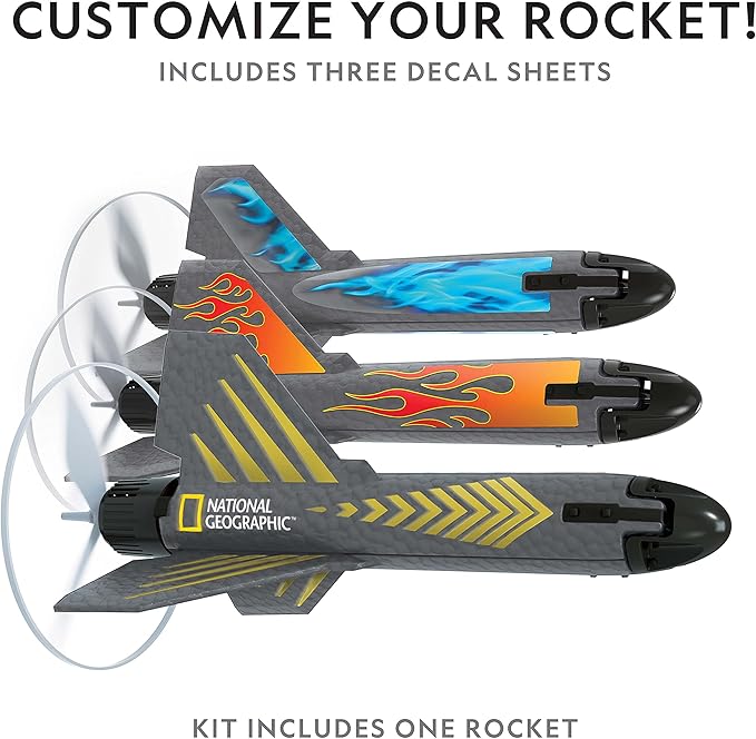 National Geographic Rocket Launcher - Motorized Air Rocket Toy, Launch up to 200 ft, Outdoor Toys & Model Rockets, Gifts for Kids Ages 8-12, Space Toys