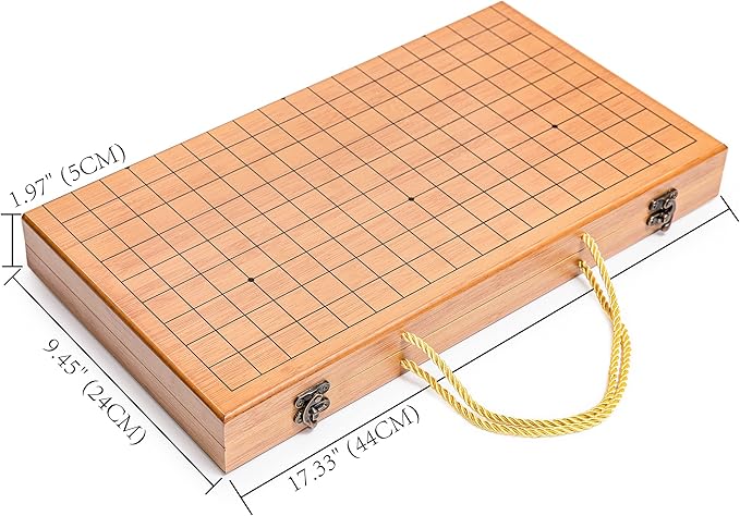19 x19 Folding Go Game Set Board with and Bamboo Bowls and Imitation Jade Go Pieces。