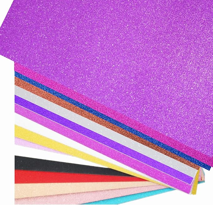 Baisunt 20 Sheets Purple Glitter Cardstock Paper for DIY Art Project, Scrapbook, Birthday Wedding Party Decoration 250GSM(8x12 In, Non Adhesive)