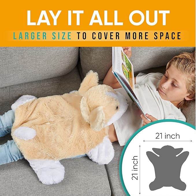 FRIENDLY CUDDLE Weighted Lap Blanket for Kids & Adults – Rosie Weighted Blanket – ASD, Sensory Processing Weighted Stuffed Animals Dog Toy – Microwavable Weighted Lap Pad for Kids, 5 Lbs