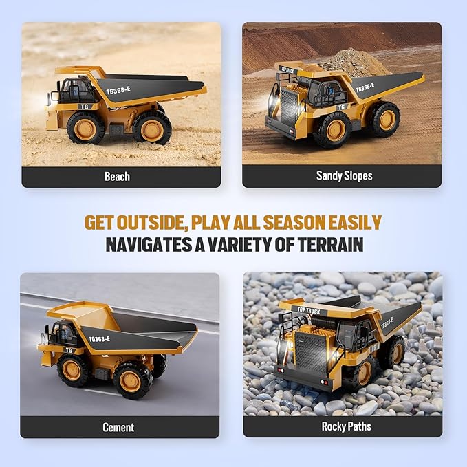 Remote Control Construction Dump Truck Toy - Construction Toys Vehicle, Toys for Boys 3-5 4-7 8-12 Year Old Kids Christmas Birthday Gift