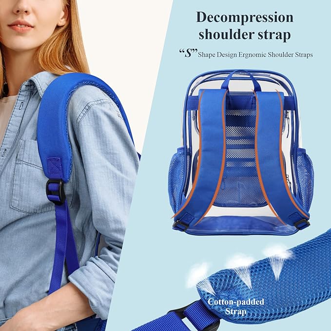 PACKISM Clear Backpack for School - 17 inch Large Heavy Duty Clear Bookbag, See Through PVC Backpacks (for age 12 above)