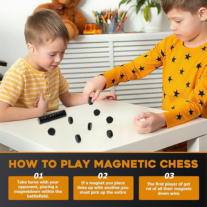 20 Pcs Magnetic Chess Game, Magnet Game, Family Games, Fun Tabletop Game with 1 String and Portable Storage Bag for Adults, Family Party and Travel Camping