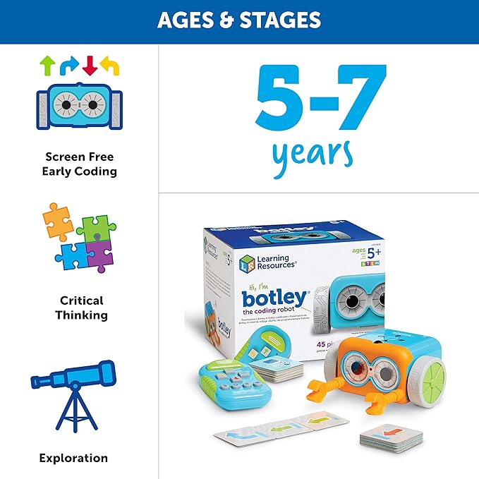 Learning Resources Botley the Coding Robot - Code Games for Boys and Girls, Robotics for Kids, STEM Programming, Scientific Building Toys, Engineering Gift Set
