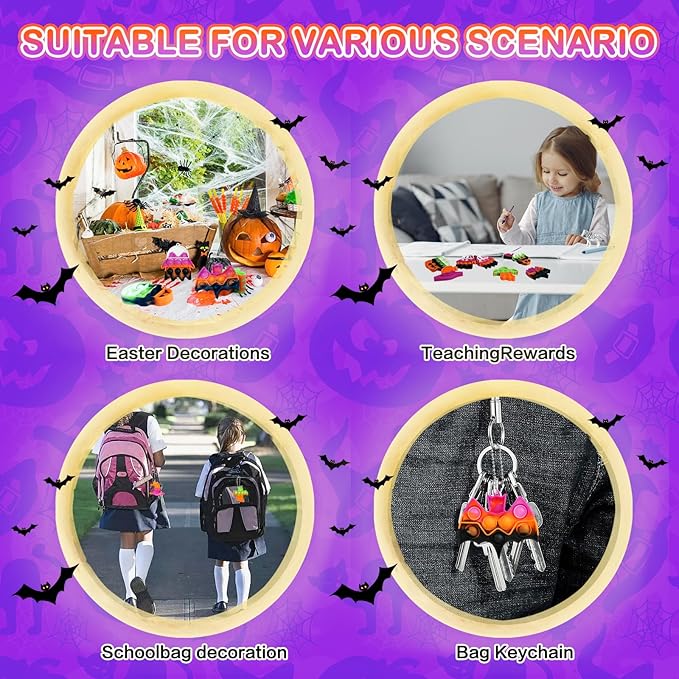 24 Pack Halloween Mini Fidget Sensory Pop Toys for Kids Boys Girls Halloween Party Favors Halloween Treat Bags Gifts