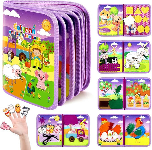 Montessori Busy Book for Toddlers 1-3, Busy Board Montessori Toys for 1 Year Old Girl Birthday Gift, Educational Learning Sensory Quiet Activity Books, Travel Toys for Airplane Car