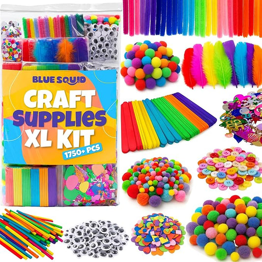 Blue Squid 1750+pcs Craft Kits for Kids, Ages 3-9 Girl Boys Gifts Arts and Crafts for Kids Craft Kits Toys for 3-9 Year Old Girls Boys Birthday Presents Gifts Crafts for 4-10 Year Olds