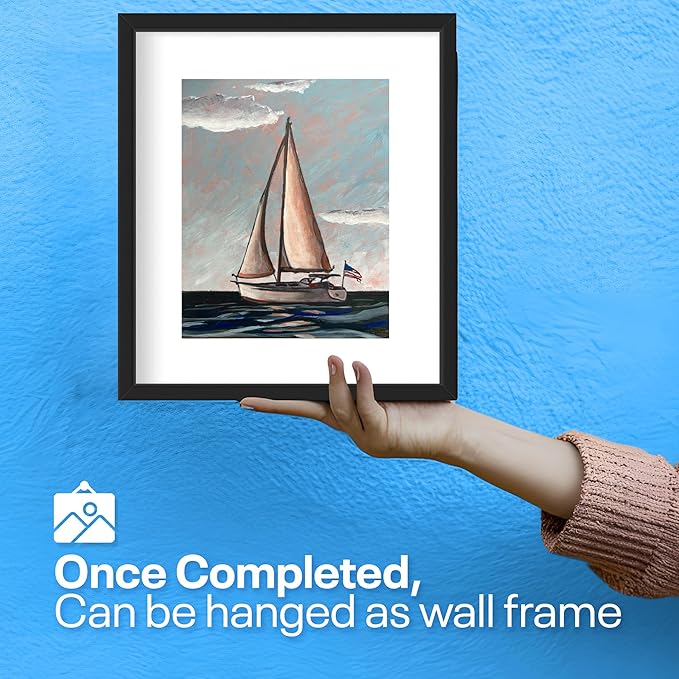 Painting4Real DIY Painting Class Kit for Adults: Learn to Paint Patriotic Sailboat with Video Tutorials – Art Decoration for Independence Day – Hang This Picture/Art as Wall Decor Once Completed