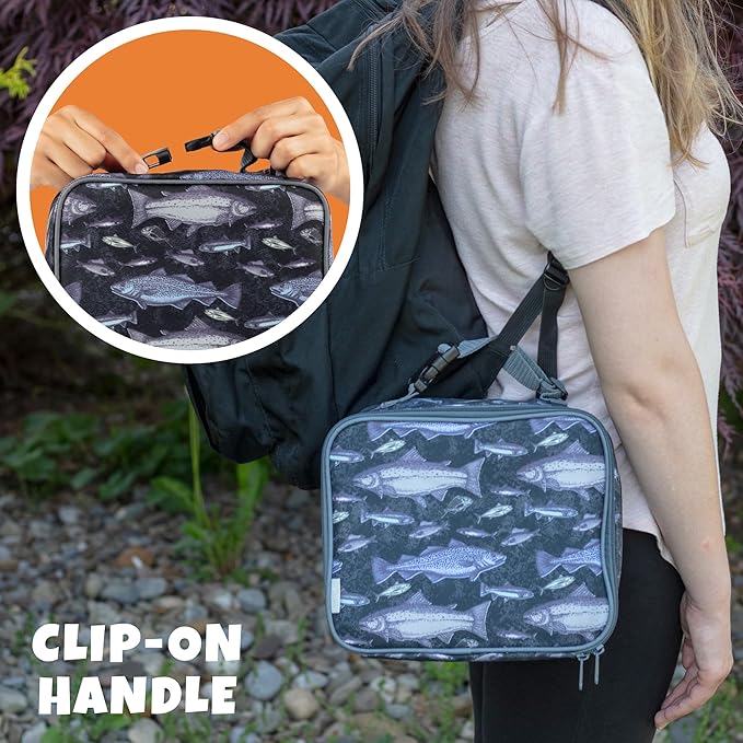 Bentology Lunch Bag for Boys- Kids Insulated Durable Lunchbox Tote Fits Bento Boxes, Containers, Jars & Water Bottles- Reusable School Lunch Sleeve w Clip on Handle- Keep Food Hotter or Colder Longer