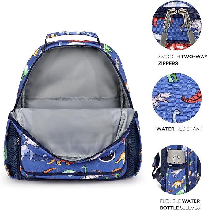 mibasies Toddler Backpack for Boys 2-4: Cute Kids Backpacks Boys - Preschool Kindergarten Backpack - Dinosaur MidnightBlue