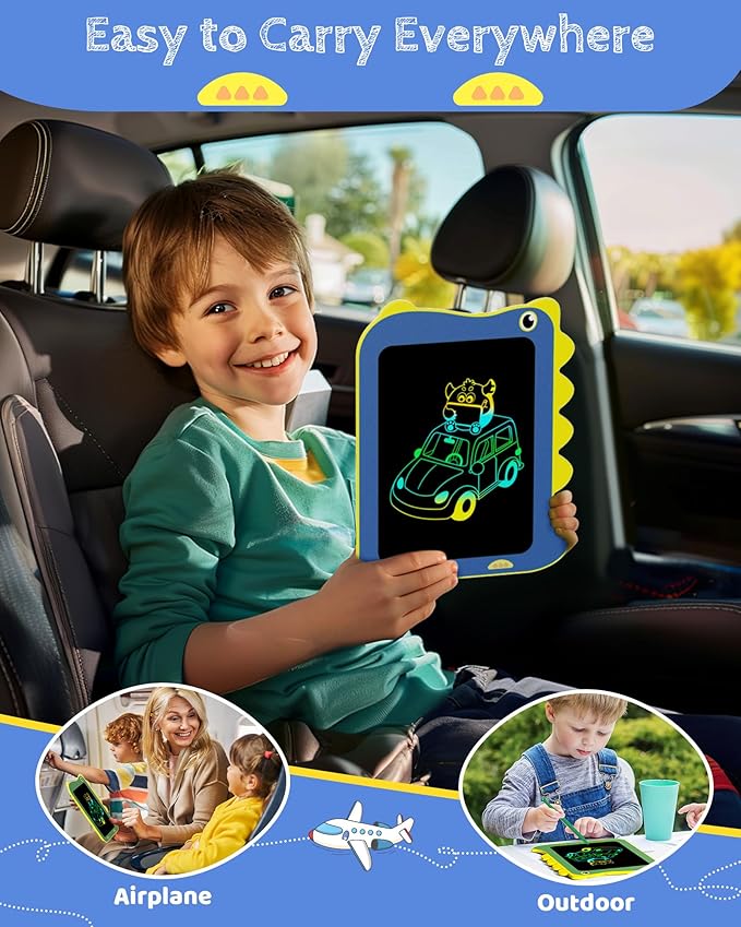 TEKFUN Toddler Boy Toys, LCD Writing Tablet for Kids, Doodle Board Dinosaur Toys, Travel Essentials Toys for 3 4 5 6 Year Old Boys Girls, Easter Birthday Christmas Gifts (8.5inch Blue)