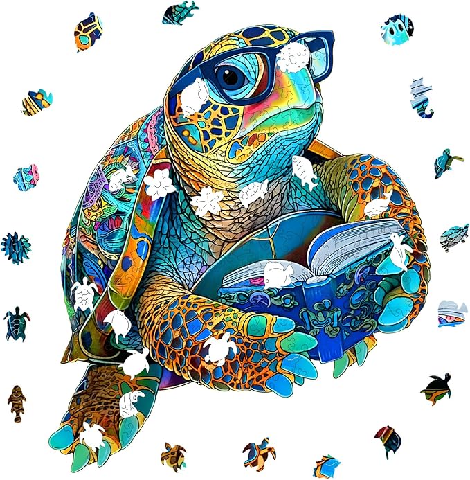 Sea Turtle Wooden Puzzle for Adults – 500-Piece Ocean Animal Jigsaw Puzzle, Unique Shape Wood Puzzle Marine Life Design, Eco-Friendly Gift for Ocean Lovers Toy Gift, 15.4 × 18.1 in