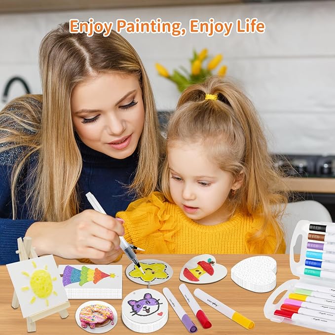 Yivioep Magic Foam Texture Painting Kit, 76 Pcs DIY 3D Puffy Paint Art Set with 30 Sheets Magic Foam Paper, Ideal for Birthday Party Gifts, Family Crafts, Classroom Art Projects