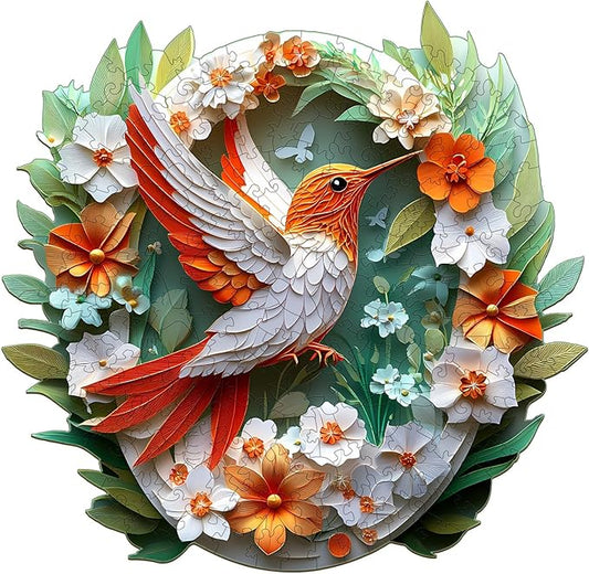 Wooden Puzzles for Adults, Wooden Jigsaw Puzzles for Adults Kids, Paper Carving Hummingbird Unique Shaped Wood Puzzles Adult, Creative Birthday Gifts for Friends Family Game(11.4 * 11.1in 195pcs)