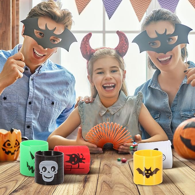 36PCS Halloween Coil Springs for Kids - Assorted Halloween Theme Pattern and Colors, Halloween Toys Party Favors Halloween Treat Bags Gifts