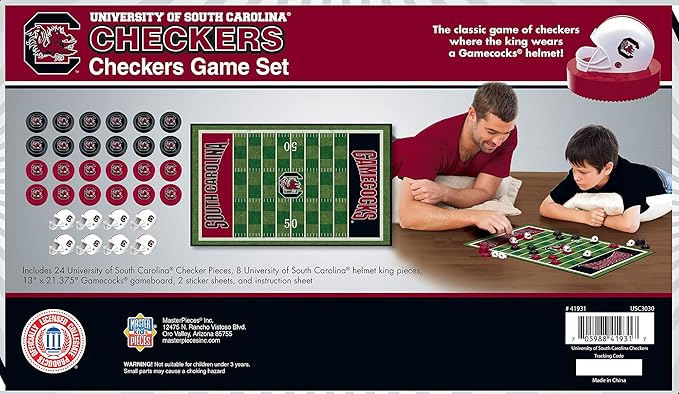 MasterPieces Family Game - NCAA South Carolina Gamecocks Checkers - Officially Licensed Board Game For Kids & Adults