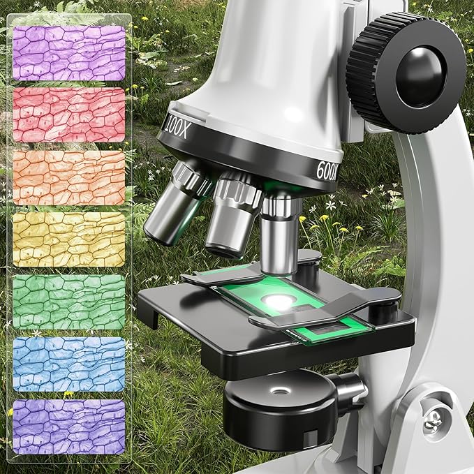 Microscope for Kids, 67 Pcs Kids Microscope Science Kit with 100X-1200X Microscope, Slides and Tools, Science Experiments Kit STEM Project Toy Gift for for Kids Boys Girls Beginner 3-5 5-7 8-12