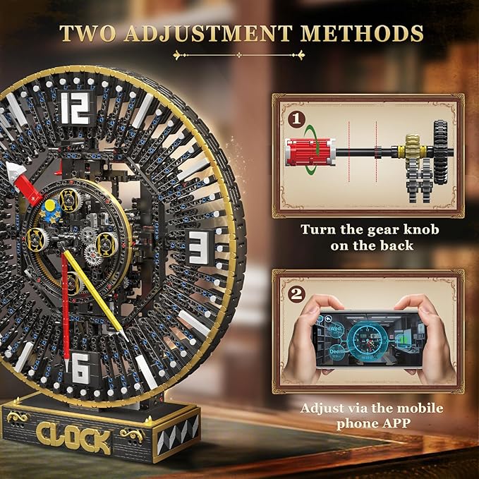 Mould King Cyberpunk Grand Clock Building Blocks Set, 3675+ Pcs Real-Time Clock Model Kit with Mechanical Gears, App Control Electric Building Model Kit, Creative Gift Toys for Adults Teens