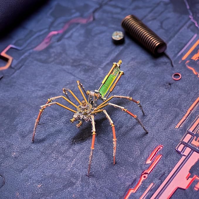 Metal Insect Bug Sculpture Steampunk Mechanical Insect Clockwork 3D Steampunk Metal Puzzle Kits for Adults (Mechanical Spider A)