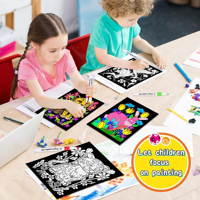 Zhanmai Pack of 48 Velvet Coloring Posters and Watercolor Pens Animal Fuzzy Velvet Coloring Posters for Adults Teenagers Large Poster for Classroom Festive Holiday Arts Crafts Activity