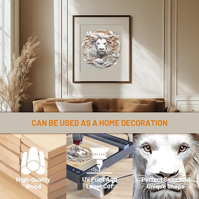 Wooden Puzzles for Adults, 3D Visual Effect Paper Lion Puzzle, Wood Puzzles Adult, Unique Animal Shape, Paper Sculpture Modern Art Puzzle, Gifts for Friend, Canvas Wall Art (L-13.4 * 13.2in-295 pcs)