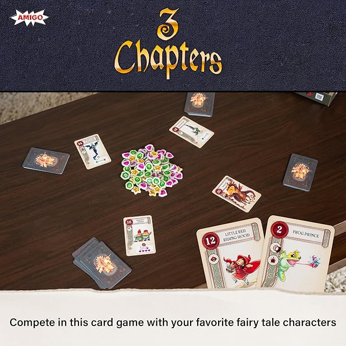AMIGO Games 3 Chapters – Strategic Fairy Tale Trick-Taking Card Game for 2-6 Players – Draft, Play & Score with Iconic Storybook Characters – Family Games for Kids and Adults Ages 10+