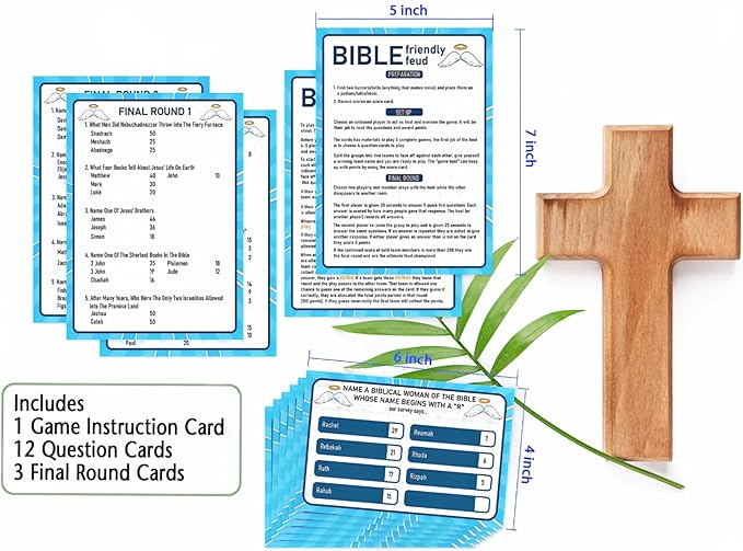 UHADRE Bible Feud Game, Bible Family Feud Cards, Christian Party Game, Christian Family Activity Games, Bible Themed Trivia Quiz, Christian Party Supplies -BFF01