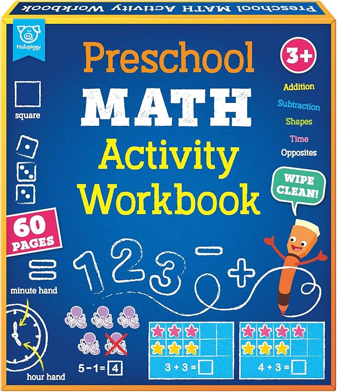 Preschool Learning Activities 60 Reusable Pages, Number Tracing Addition Subtraction Math Practice Kindergarten Workbook, Educational Fine Motor Toddler Learning Toys for 3 4 5 Year Olds