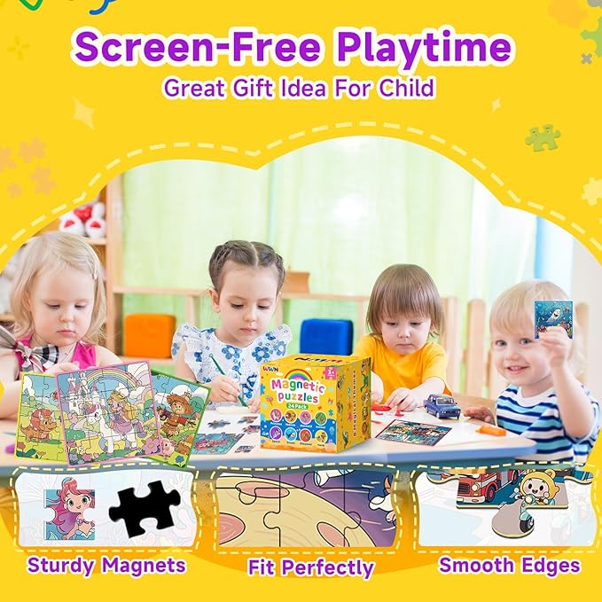 Magnetic Puzzle Party Favors for Kids: 24-Pack Bulk Magnetic Puzzle Books, Toddler Travel Toys for Car Airplane, Birthday Party Supplies, School Classroom Prizes, Stocking Stuffers for Girls Boys