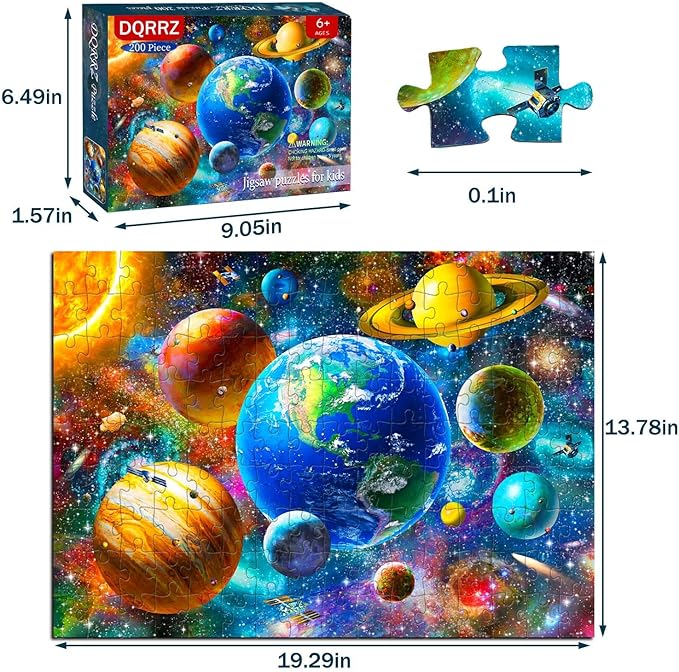 Puzzles for Kids Ages 8-10 6-8 - Solar System Planets Floor Puzzle- 200 Piece Jigsaw Puzzles for Kids Ages 10-12 Year Old and Adults.Colorful Children Puzzles for Girls and Boys Educational Toys
