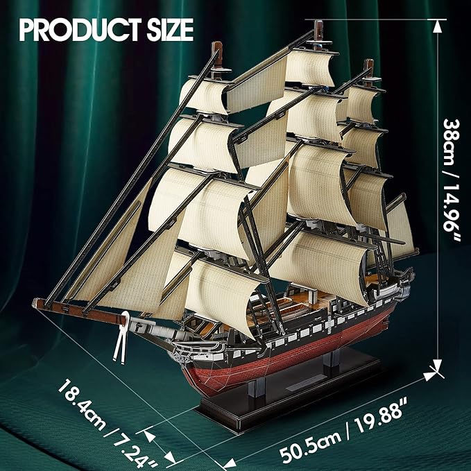 CubicFun 3D Ship Puzzles for USS Constitution Sailing Boat Models for Adults and Teens Toys, 193 Pieces