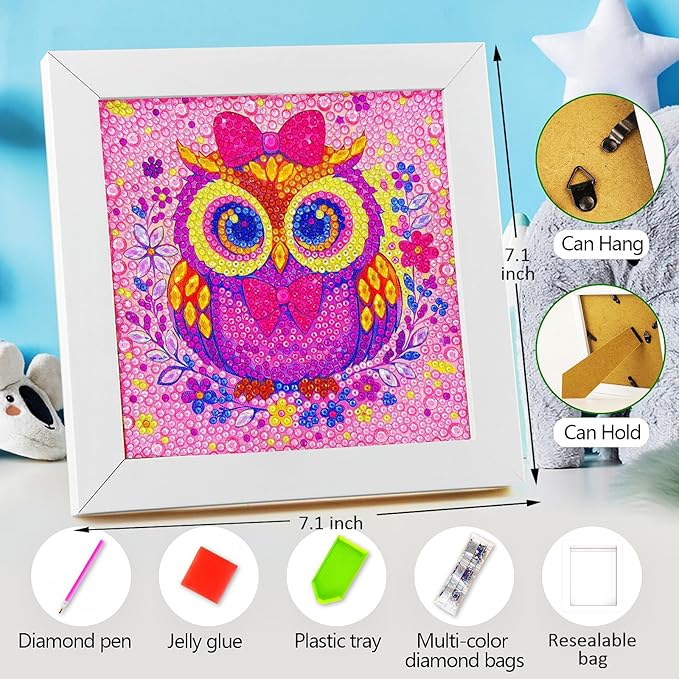 Diamond Art Kits for Kids - Crafts for Ages Girls 8-12 - Diamond Art Painting with Wooden Frame Included - Arts and Crafts for Kids Age 4-6 - GEM Art Supplies for Beginner Friendly Decor Birthday Gift