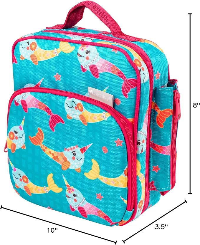 Kids Insulated Lunch Box w Snack Pocket & Expandable Water Bottle Holder For Girls- Waterproof Lunchbox Tote Keeps Food Hotter or Colder Longer - Reusable Back to School Bag Fits Most Bento Containers