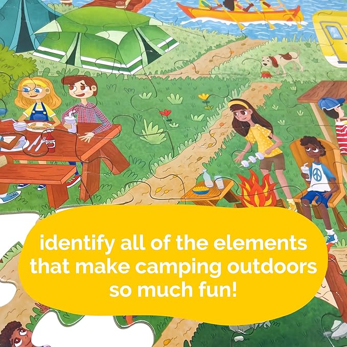 Upbounders® 48 Piece Jumbo Floor Puzzle for Kids | Jigsaw Puzzle with Large Pieces & Storage Box | Multicultural Preschool Puzzle (Camping Outdoors Theme)