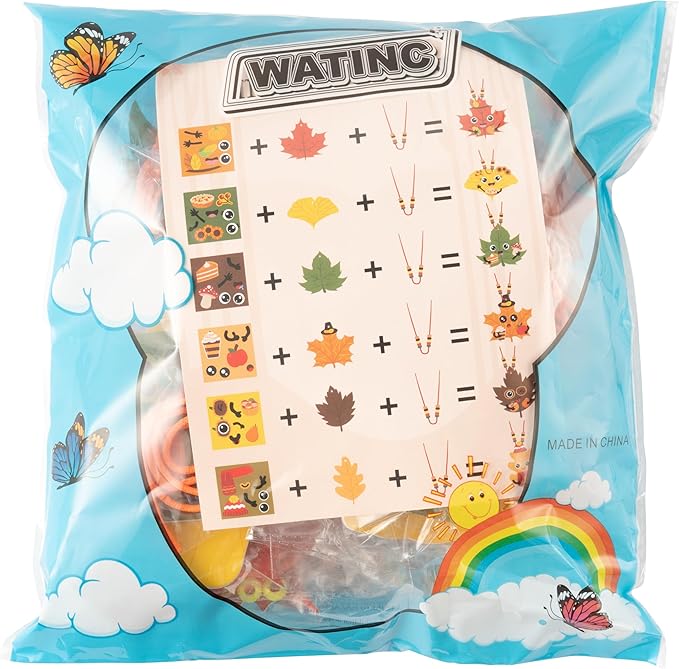 WATINC Necklace Crafts Kits - 313Pcs EVA Foam Make Your Own Cute Handmade Necklaces Artwork Project for Kids Adult, 24 Set DIY Activity Game Party Favors Gift for Home Classroom Decor(Fall Leaves)