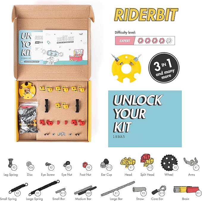 The Off Bits Motorbike Stem Building Toys, RiderBit Educational Build Your Own Robot Toy for Kids 8+ Year Old Boys and Girls, Stem Toys Engineering Kit, Vehicle Construction Steam Easter Gift for Kids