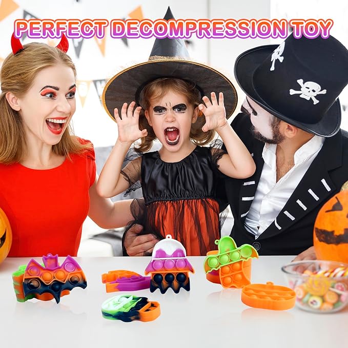 24 Pack Halloween Mini Fidget Sensory Pop Toys for Kids Boys Girls Halloween Party Favors Halloween Treat Bags Gifts